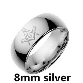 Master Mason Blue Lodge Ring - Le Baiser Square & Compass Smooth Round - Bricks Masons
