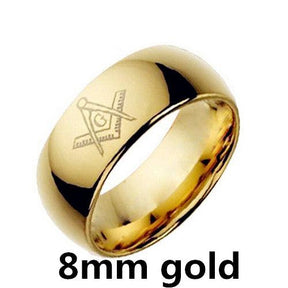 Master Mason Blue Lodge Ring - Le Baiser Square & Compass Smooth Round - Bricks Masons