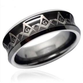 Master Mason Blue Lodge Ring - Plated Curved Surface - Bricks Masons