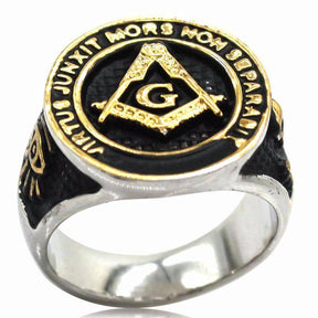 Master Mason Blue Lodge Ring - Square and Compas G VIRTUS JUNXIT MORS NON SEPARABIT - Bricks Masons