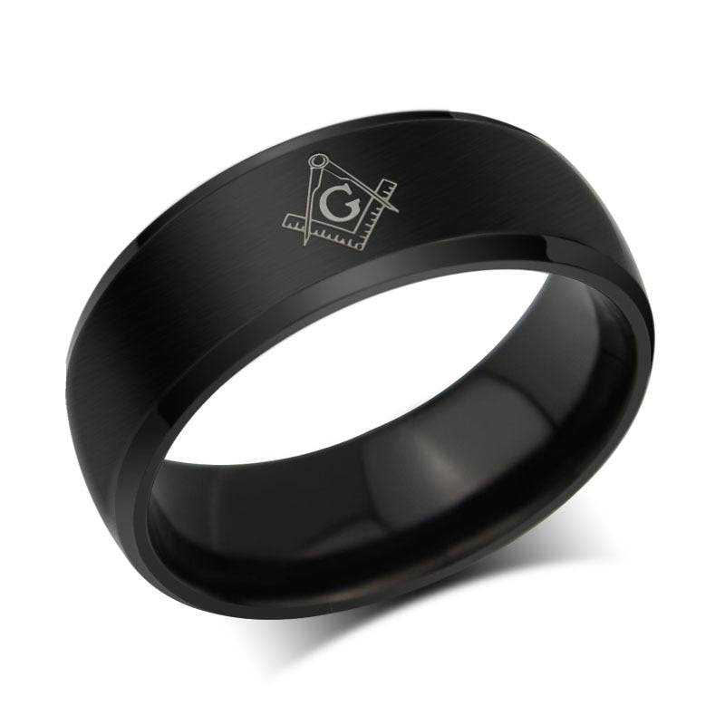 Master Mason Blue Lodge Ring - Square & Compass Band -Different colors - Bricks Masons