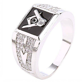 Master Mason Blue Lodge Ring - Square & Compass G  (Black/blue/red) - Bricks Masons