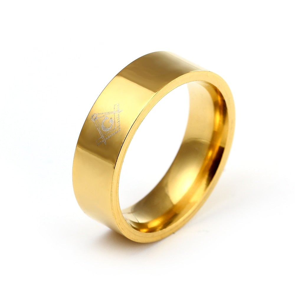 Master Mason Blue Lodge Ring - Square Compass G (Silver/Gold/Black) - Bricks Masons