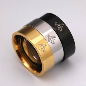 Master Mason Blue Lodge Ring - Square & Compass Straight Edge - Bricks Masons