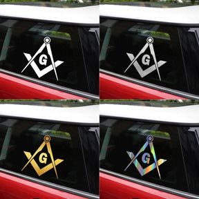 Master Mason Blue Lodge Sticker Decal - Square Compass Car - Bricks Masons