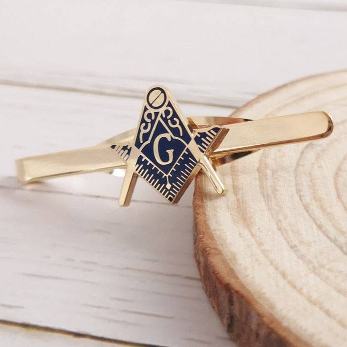 Master Mason Blue Lodge Tie Bar - Square and Compass Motif - Bricks Masons