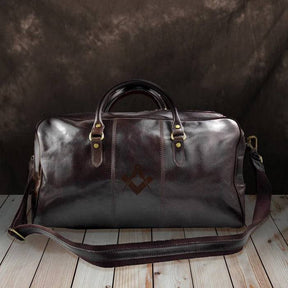 Master Mason Blue Lodge Travel Bag - Handmade Genuine Leather - Bricks Masons