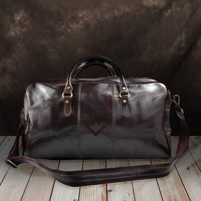 Master Mason Blue Lodge Travel Bag - Handmade Genuine Leather - Bricks Masons