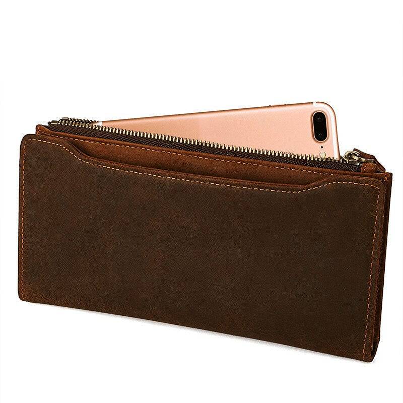 Master Mason Blue Lodge Wallet - Genuine Leather Free and Accepted Phone Bag Zipper & Card Holder Brown - Bricks Masons