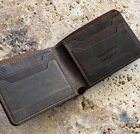 Master Mason Blue Lodge Wallet - Handmade Leather - Bricks Masons