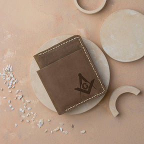 Master Mason Blue Lodge Wallet - Handmade Leather - Bricks Masons