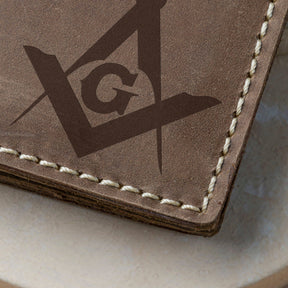 Master Mason Blue Lodge Wallet - Handmade Leather - Bricks Masons