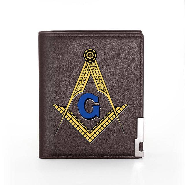 Master Mason Blue Lodge Wallet - Square & Compass G with Credit Card Holder (black, brown) - Bricks Masons