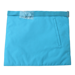 Master Mason French Rite Apron - White & Sky Blue Star G Machine Embroidery - Bricks Masons