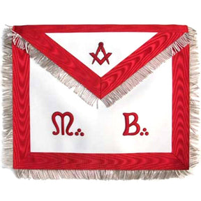 Master Mason Scottish Rite Apron - White & Red Moire - Bricks Masons