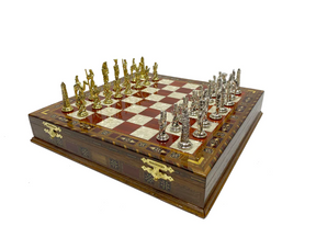 OES Chess Set - Wood Mosaic Pattern - Bricks Masons