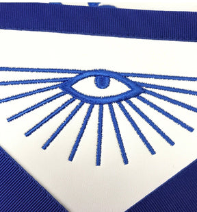 Officers Blue Lodge Officer Apron Set - Royal Blue Machine Embroidery - Bricks Masons