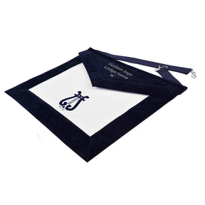 Organist Blue Lodge Officer Apron - Navy Velvet With Silver Embroidery Thread - Bricks Masons