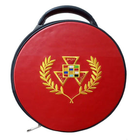 Past Grand High Priest Royal Arch Chapter Crown Cap Case - Red Leather - Bricks Masons