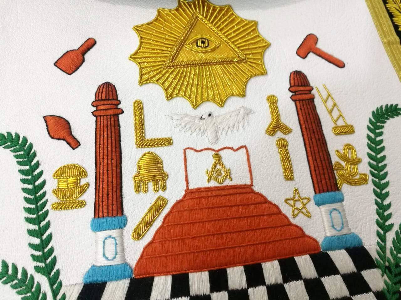 Past Master Blue Lodge Apron - Black Chenille with Gold Braid - Bricks Masons