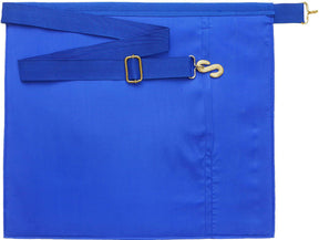 Past Master Blue Lodge Apron - Blue Grosgrain with Gold & Blue Hand Embroidery - Bricks Masons