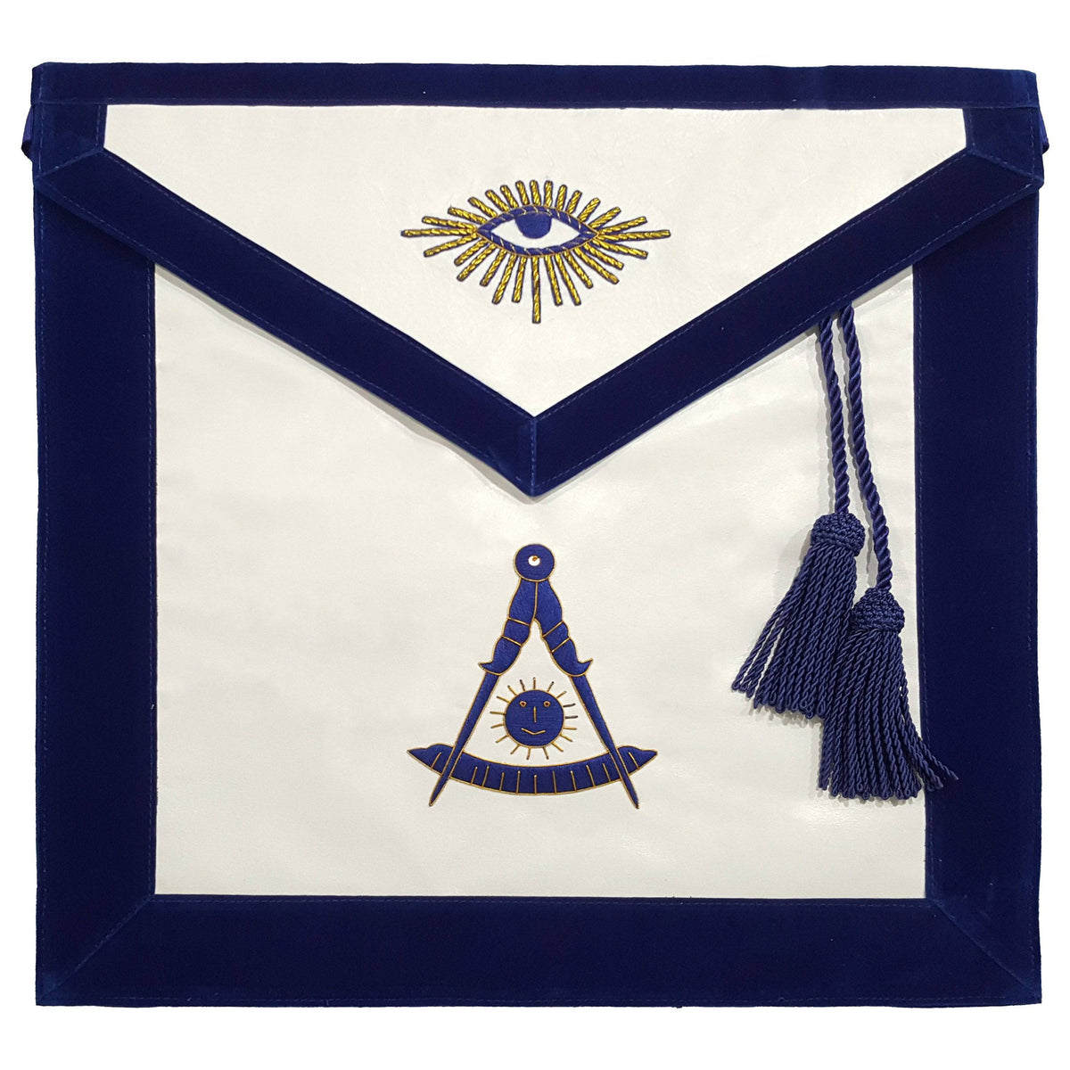 Past Master Blue Lodge Apron - Blue with Bullion Hand Embroidery - Bricks Masons