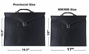 Past Master Blue Lodge Apron Case - Black Leather with Yellow Acacia Leafs MM, WM, Provincial - Bricks Masons