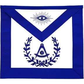 Past Master Blue Lodge Apron - Royal Blue with Wreath Embroidered - Bricks Masons