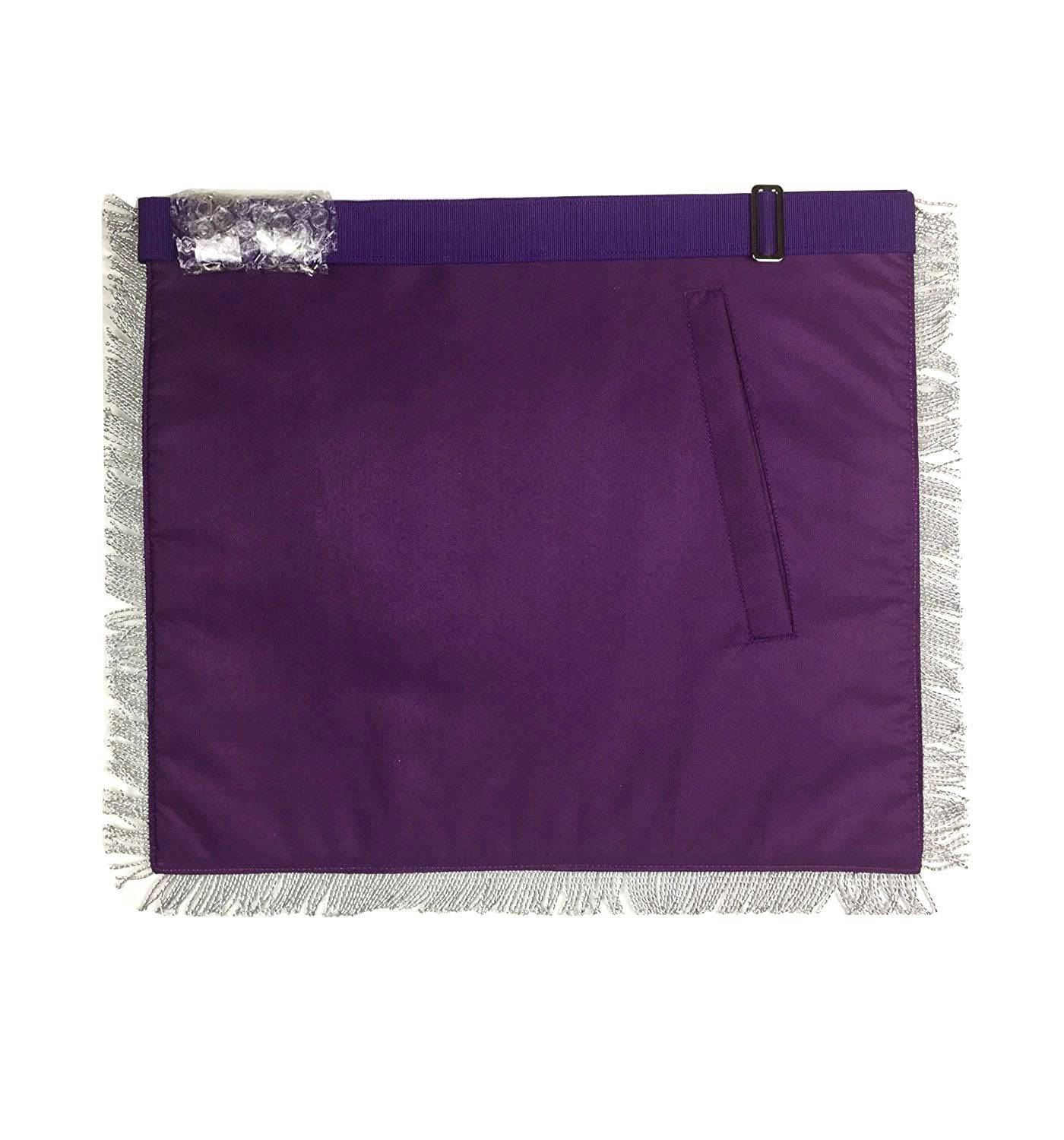 Past Master Blue Lodge Apron - Royal Purple Velvet Hand Embroidery - Bricks Masons
