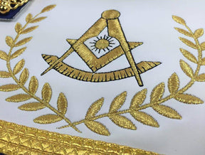 Past Master Blue Lodge Apron - White & Purple with Gold Fringe - Bricks Masons