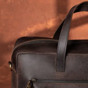 Past Master Blue Lodge California Regulation Briefcase - Dark Brown Cow Leather - Bricks Masons