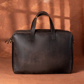 Past Master Blue Lodge California Regulation Briefcase - Dark Brown Cow Leather - Bricks Masons