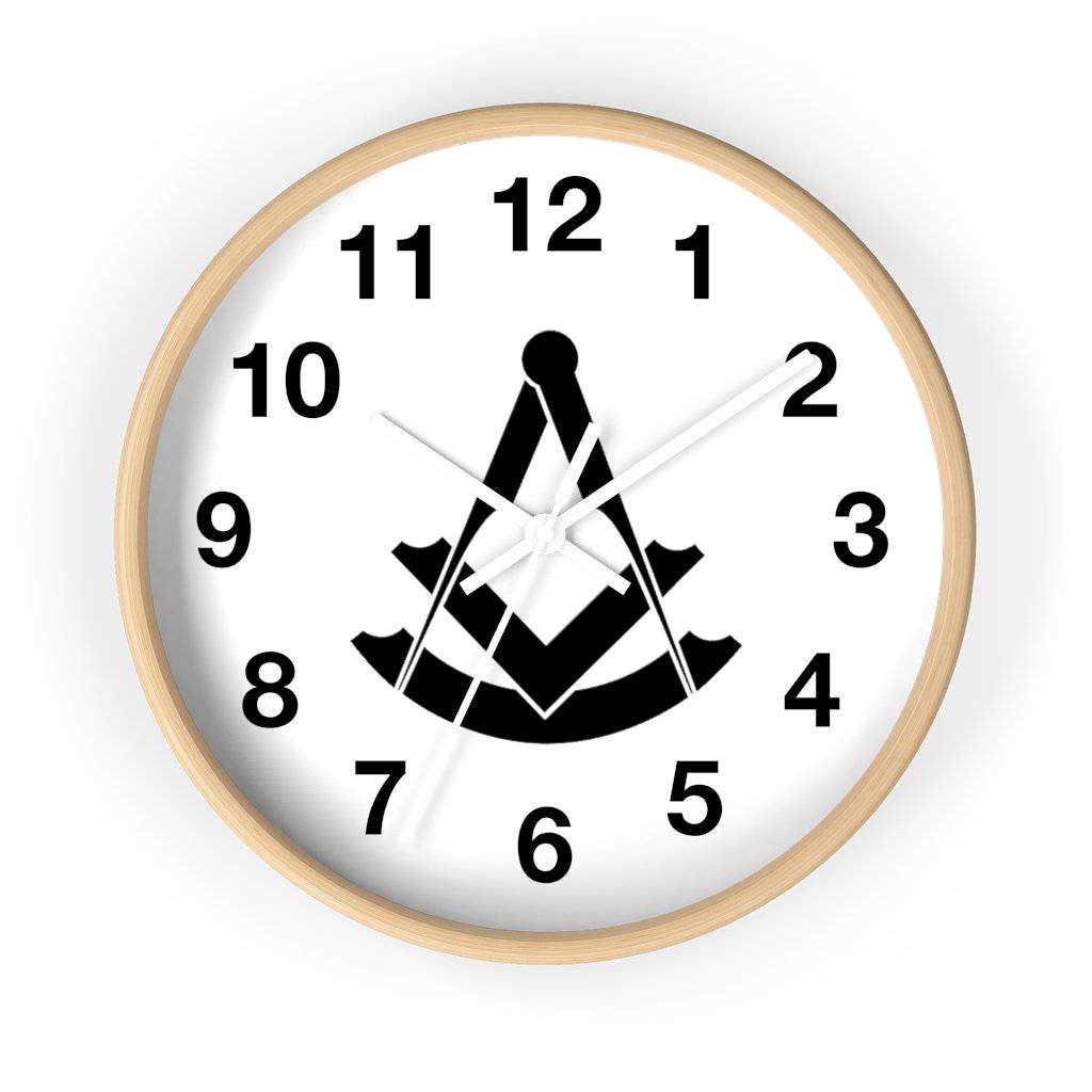 Past Master Blue Lodge Clock - Wooden Frame - Bricks Masons