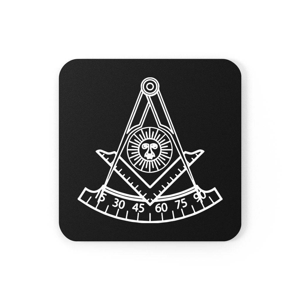 Past Master Blue Lodge Coaster - Black & White - Bricks Masons