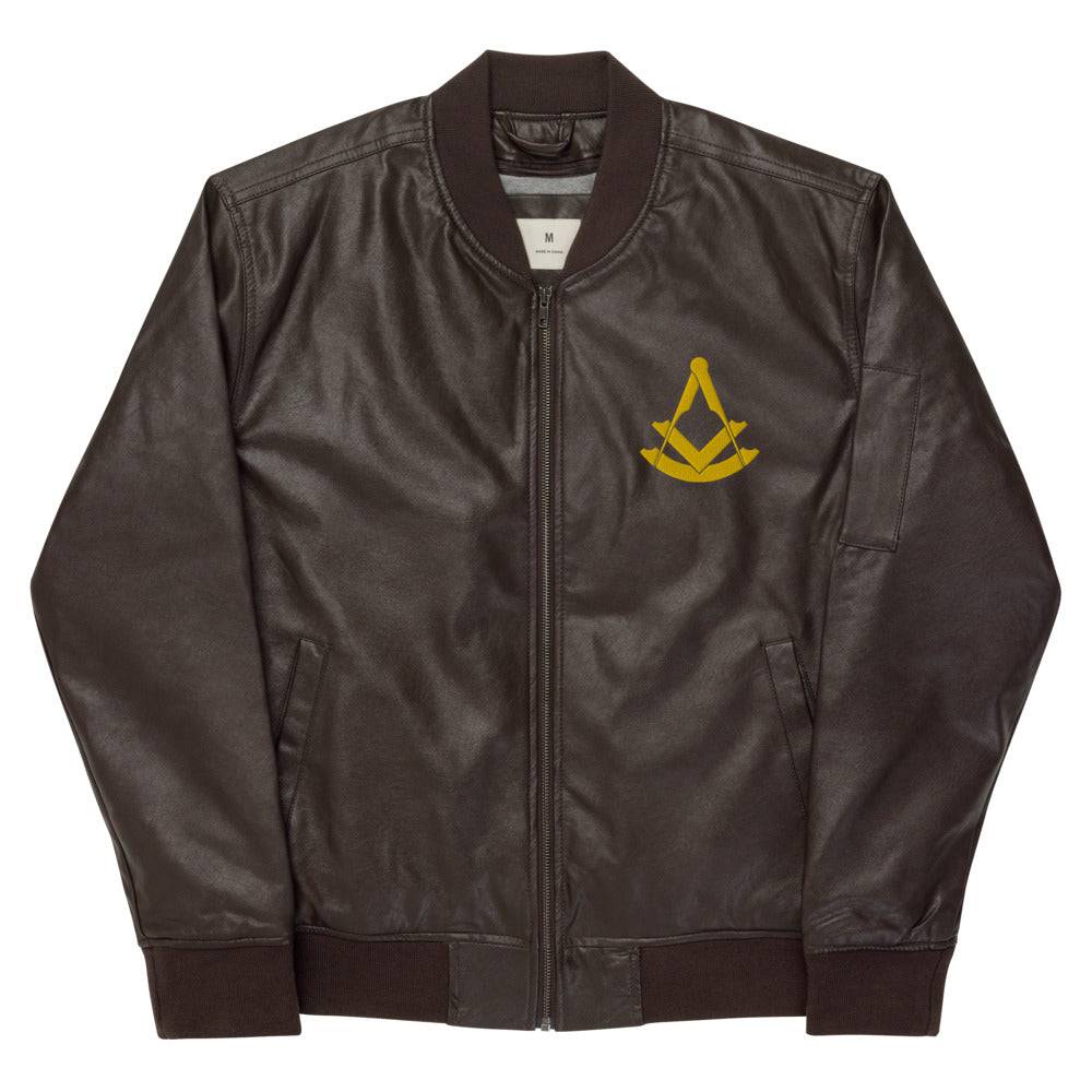Past Master blue Lodge Jacket - Leather Golden Embroidery - Bricks Masons