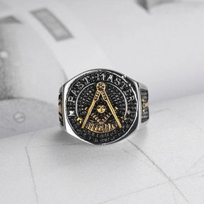 Past Master Blue Lodge Ring - Titanium Steel - Bricks Masons