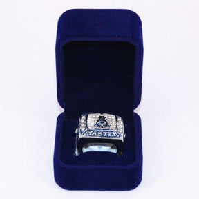 Past Master Blue Lodge Ring - Zirconia with Velvet Box - Bricks Masons