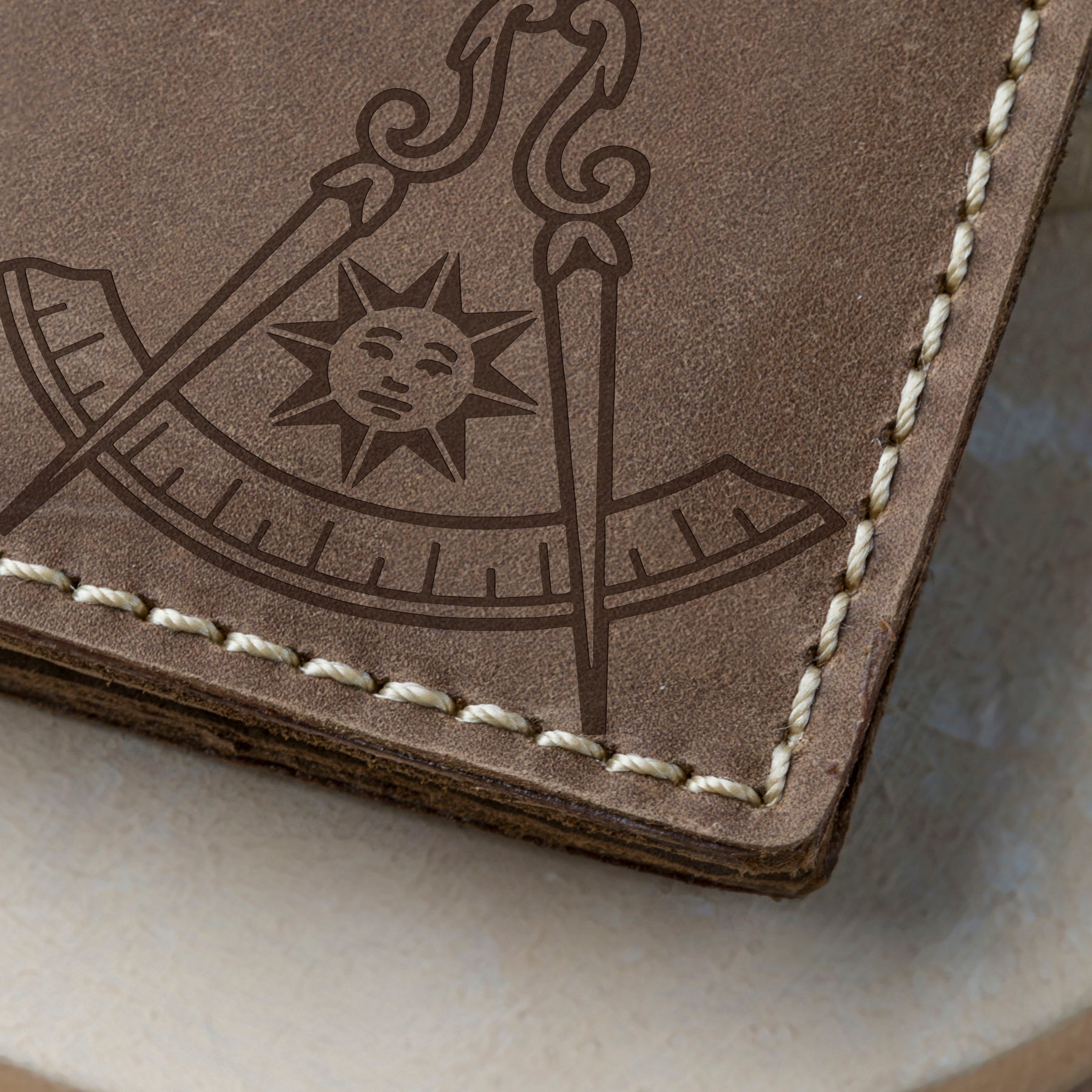 Past Master Blue Lodge California Regulation Wallet - Handmade Leather - Bricks Masons