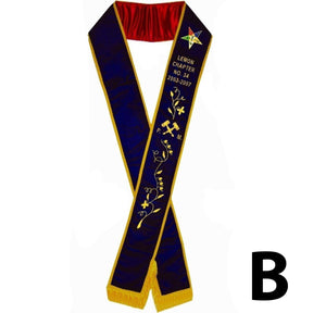 Past Matron OES Sash - Purple Velvet - Bricks Masons