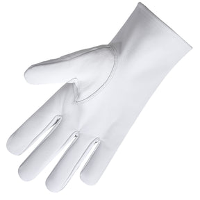 Past Potentate Shriners Glove - White Leather With Gold Emblem - Bricks Masons