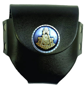 Past Master Blue Lodge Snuff Can Holder - Genuine Leather with Snap Closure