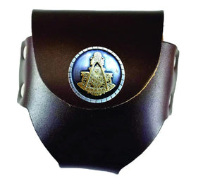 Past Master Blue Lodge Snuff Can Holder - Genuine Leather with Snap Closure