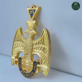 33th Degree Scottish Rite Collar Jewel - Wings Down Gold Plated