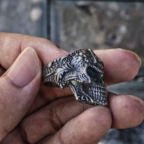 Widows Sons Ring - Silver Black Skull Stainless Steel