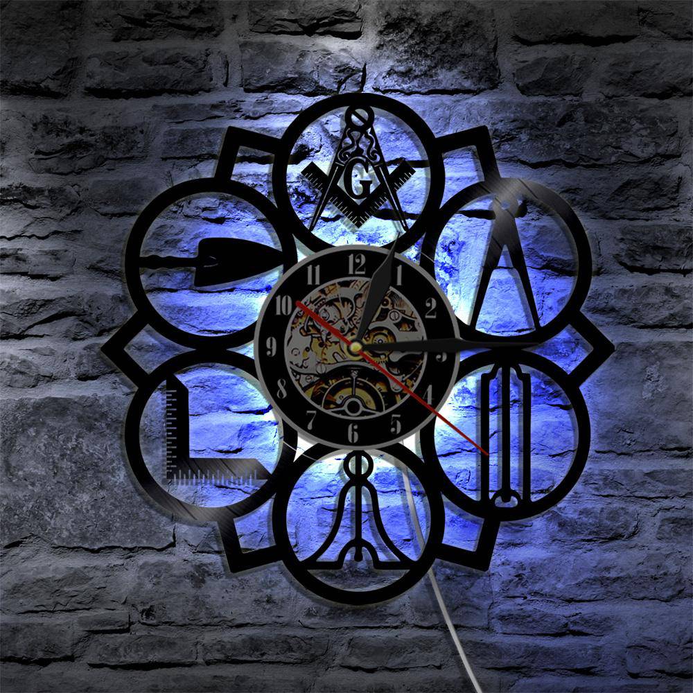 Master Mason Blue Lodge Clock - Led Vinyl Various Colors