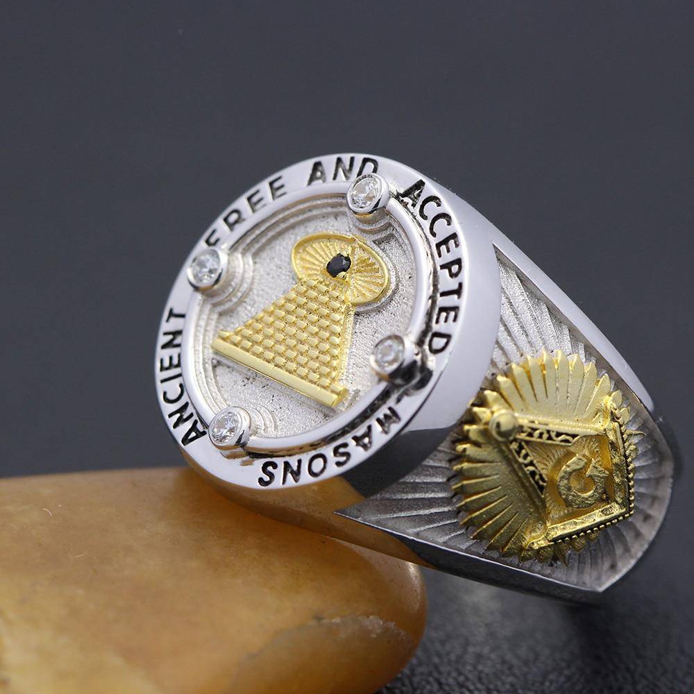 32nd Degree Scottish Rite Ring - Ancient Free And Accepted Masons Sterling Silver