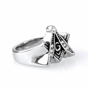 Master Mason Blue Lodge Ring - 316L Stainless Steel Compass Square