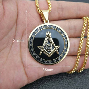 Master Mason Blue Lodge Necklace - Stainless Steel Square and Compass G