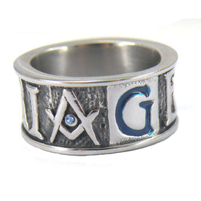 Master Mason Blue Lodge Ring - Stainless Steel Band