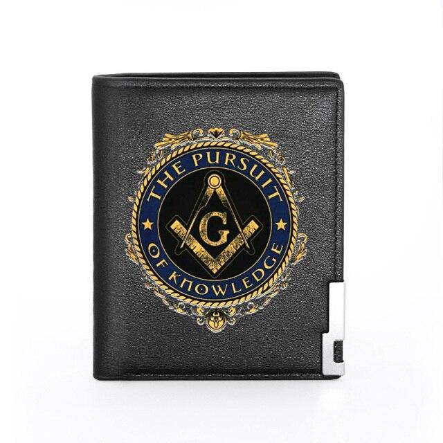 Master Mason Blue Lodge Wallet - Compass Square With G with Credit Card Holder (black, brown)